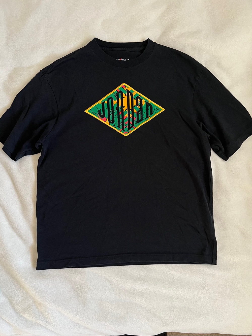 Jordan Black Short Sleeve Tee with Green & Yellow Diamond Logo